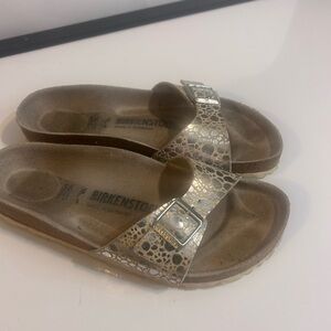 Birkenstock White Gold Madrid Stones One Buckle Sandals 38 (7-7.5)